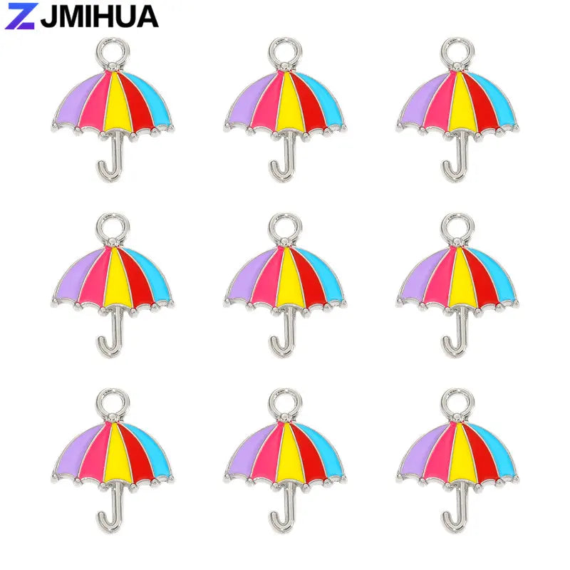 20pcs/lot Metal Enamel Cute Umbrella Charms For Jewelry Making Earrings Pendant Necklaces Bracelets DIY Handmade Accessories