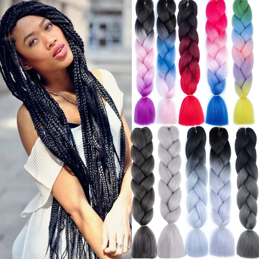 Super Long 165G 200cm Hair Synthetic Jumbo Braiding Hair Extension Heat Resistant Fiber African Ombre Jumbo Braid Hair Women Viralgem Store