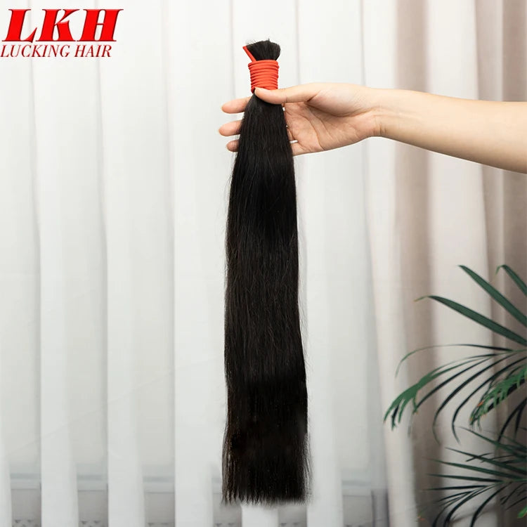 Virgin Remy Black Straight Raw Indian Vietnamese Russian Bulk Human Hair Bundles For Braiding 100%  Human Hair Bulk Extensions