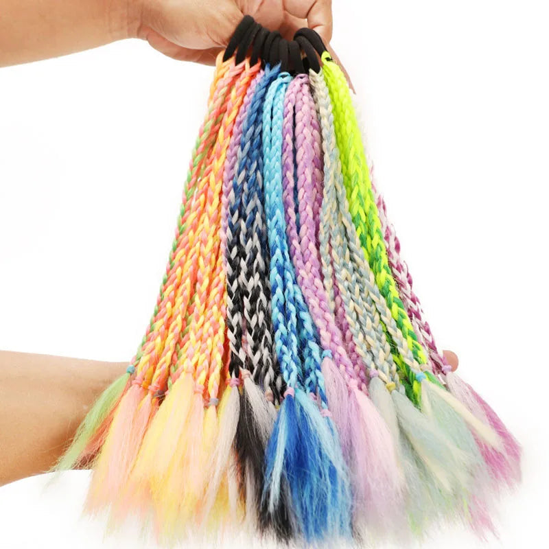 35cm Girl Thicker Wig Ponytail Hair Ropes Kids Twist Braid Rope Headdress Hair Braider Elastic Hair Band Rubber Hair Accessories Viralgem Store