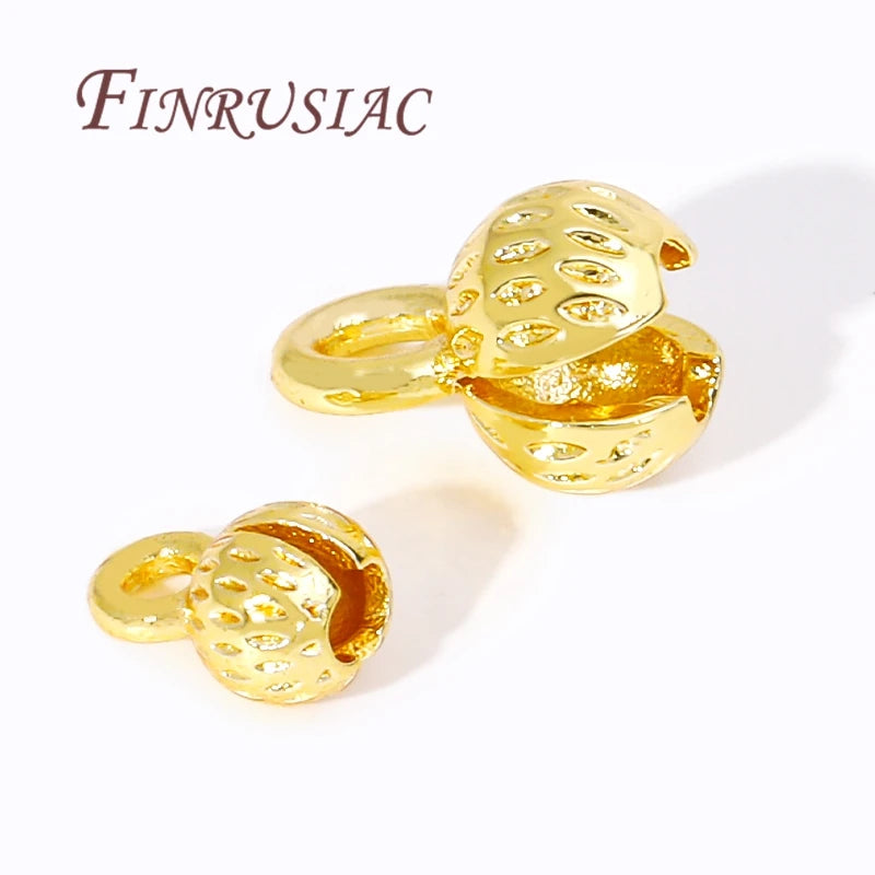 4/5.5MM Brass Cord Ends 18K Gold Plated Clam Shell Bead Tip Ball Chain Crimp Findings For DIY Beading Jewellery Making Supplies