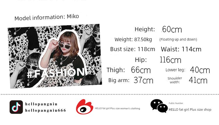 120.00kg Fashion Style Hello Fat Girl Short Sleeve T-shirt