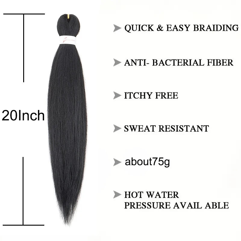 Synthetic 20Inch Pre Stretched Braiding Hair Extensions Long Braid Professional Fiber Crochet Twist Braid Hair for Women Viralgem Store