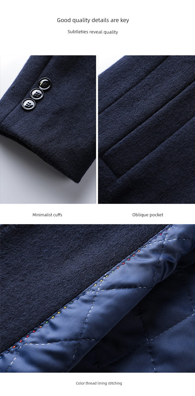 Woolen Coat Winter Thickened New Double Breasted Suit Coat Hotel Manager Work Clothes Mid Length Long Length Trench Coat Viralgem Store