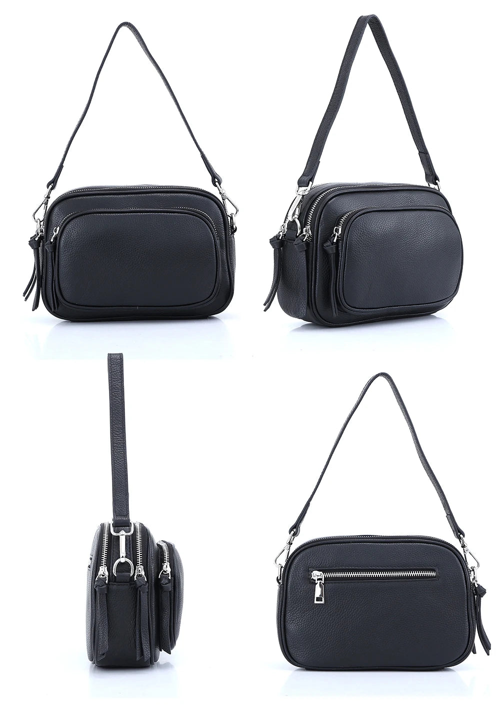 Zency Designer Women Shoulder Bag Genuine Cowhide Leather Handbag Zipper Pockets Large Capacity Female Crossbody Bag White Viralgem Store