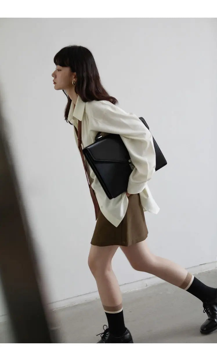 2025 Summer Minimalist Long Sleeve Button Up Shirt Women Korean Style Solid Tie Oversize Shirts Blouse Loose Clothes Autumn Tops