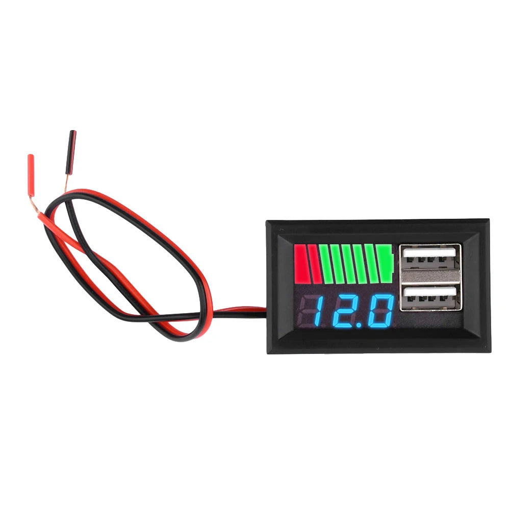 12V Lead-acid Battery 3S 11.1V-12.6V Lithium Battery Level Indicator LED Digital Display Voltmeter Dual USB Voltage Tester Viralgem Store