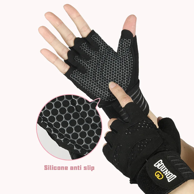 Women Men Extended Cycling Bicycle Gloves Half Finger Gym Gloves Mitten Breathable Anti-slip Glove Fitness Sport Training Gloves