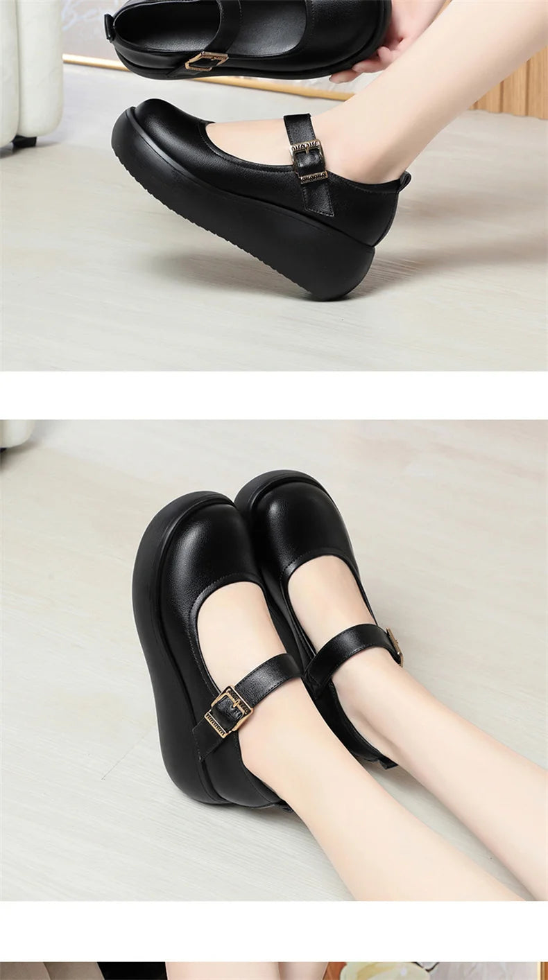Spring Fashion Wedge Round Toe Soft Bottom Lolita Shoes Women Cute Vintage Mary Jane Shoes Chunky College Student Shoes Viralgem Store