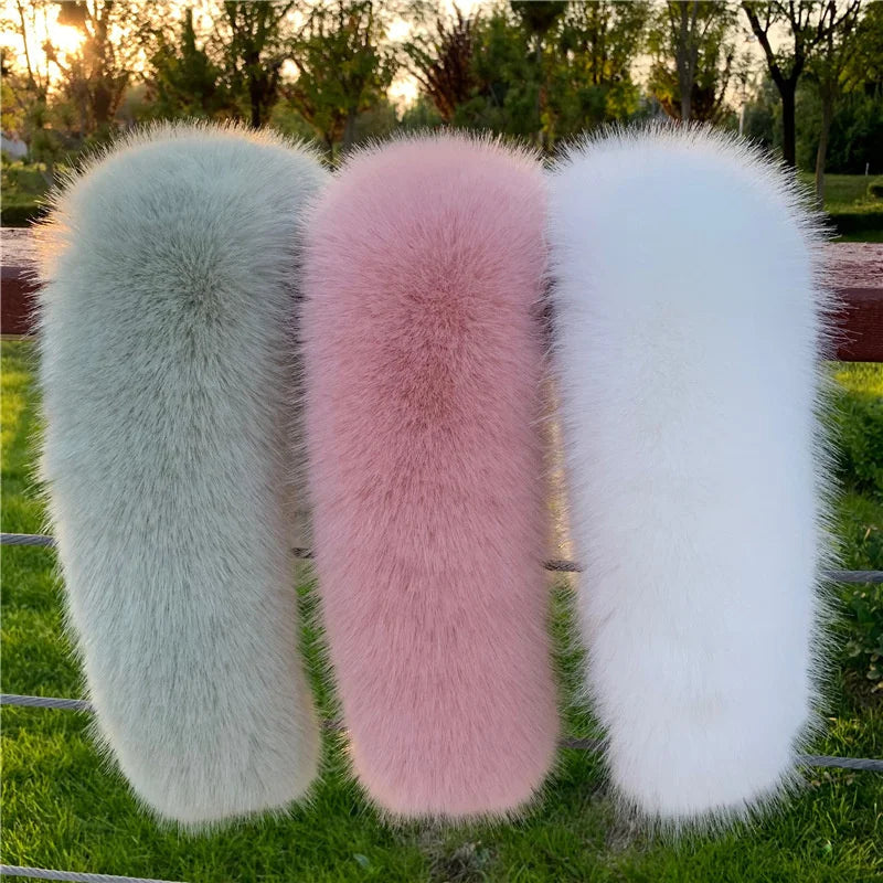 Women Faux Fox Fur Collar Shawl Furry Fur Collar For Winter Coat Hood Fur Decor Fake Fur Scarf Parkas Coat Fur Collar Scarves Viralgem Store