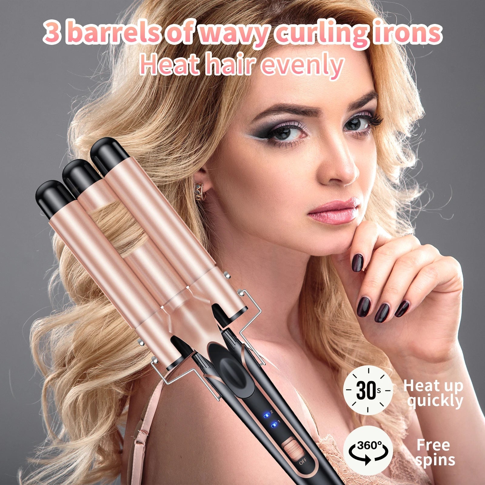5 in 1 Curling Iron Set with Curling Brush, 0.35”-1.25” Hair Curler Wand for Hairstyle and Heat Resistant Gloves and Hair Clips Viralgem Store