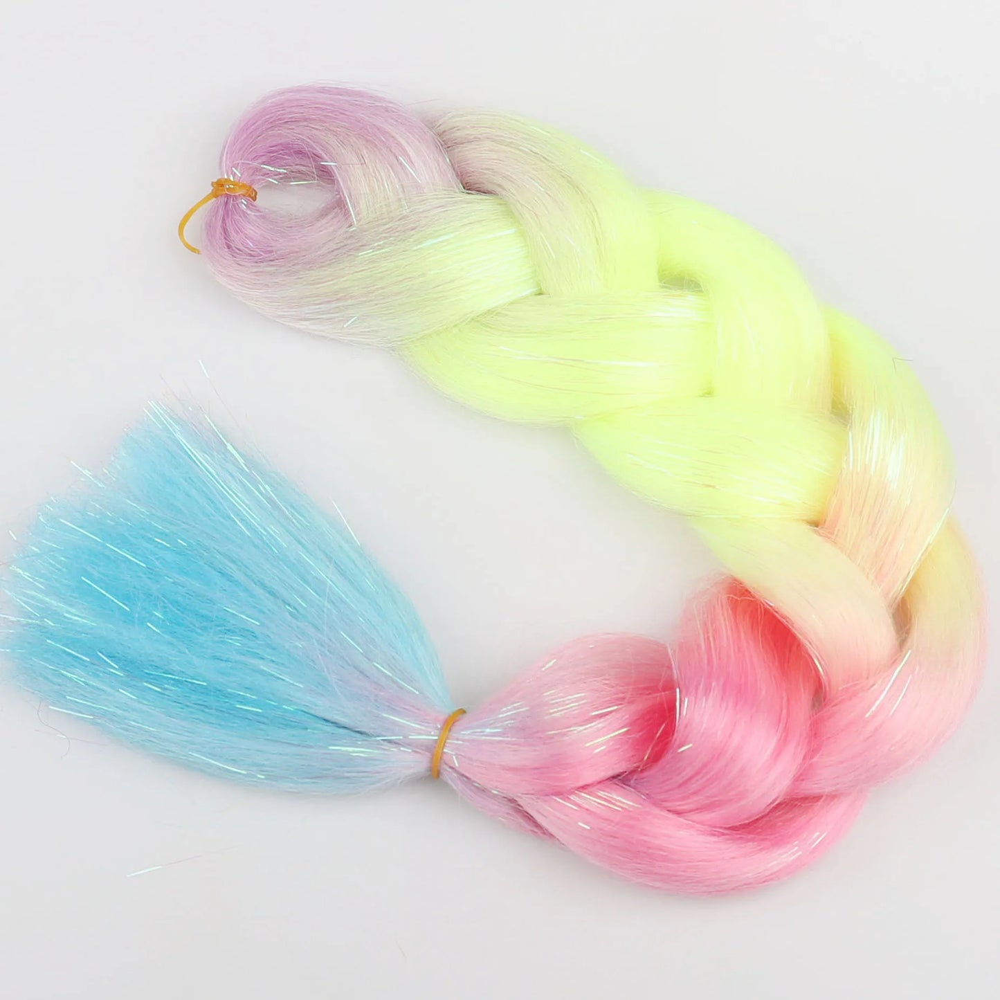 1-4 Packs Ombre Braiding Hair Extensions Synthetic Glitter Sparkle Rainbow Colored Hair 24inch Jumbo Braids Extensions for Women
