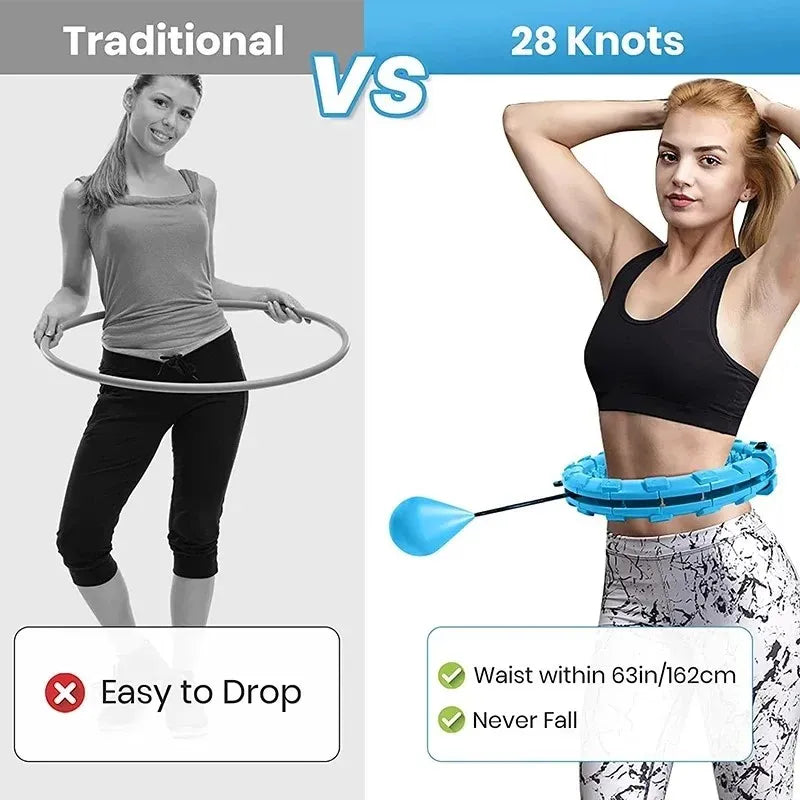Weighted Fitness Hoop for Adults & Kids Detachable Knots Abdomen Weight Loss 2 in 1 Abdomen Fitness Weight Loss Massage