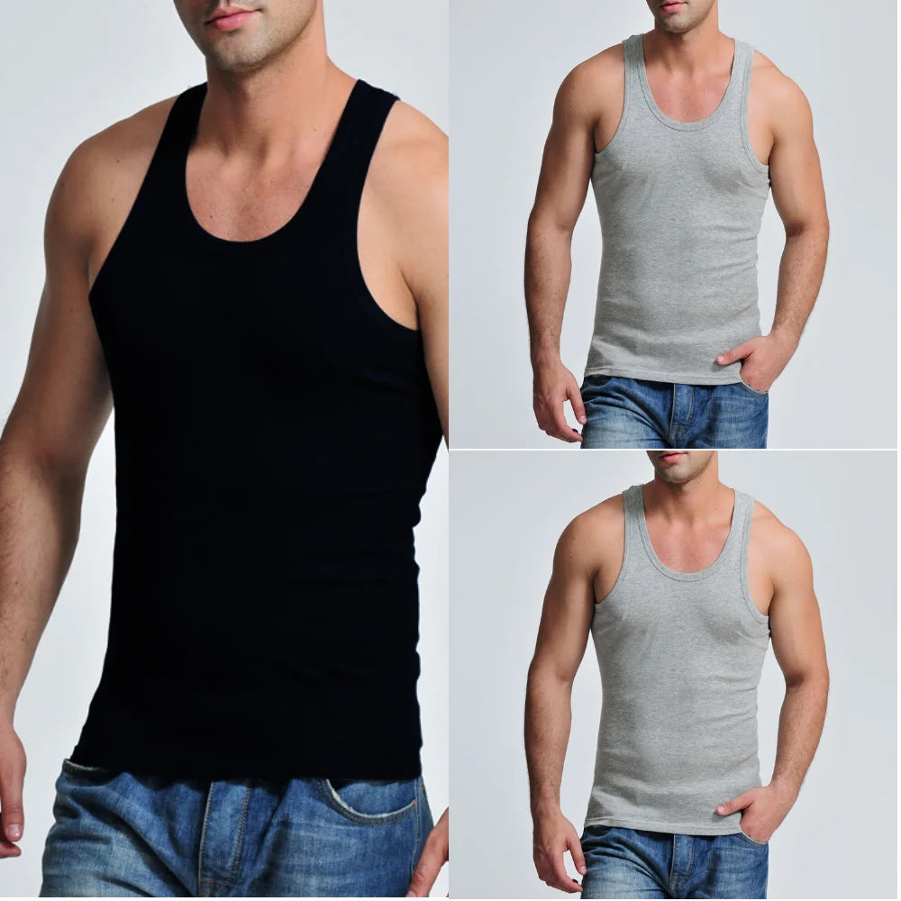 3Pcs Tank Top Casual Men Bodybuilding Clothing Fitness Mens Sleeveless Gyms Vests Cotton Singlets Muscle Tops Plus Size XXXL 4XL