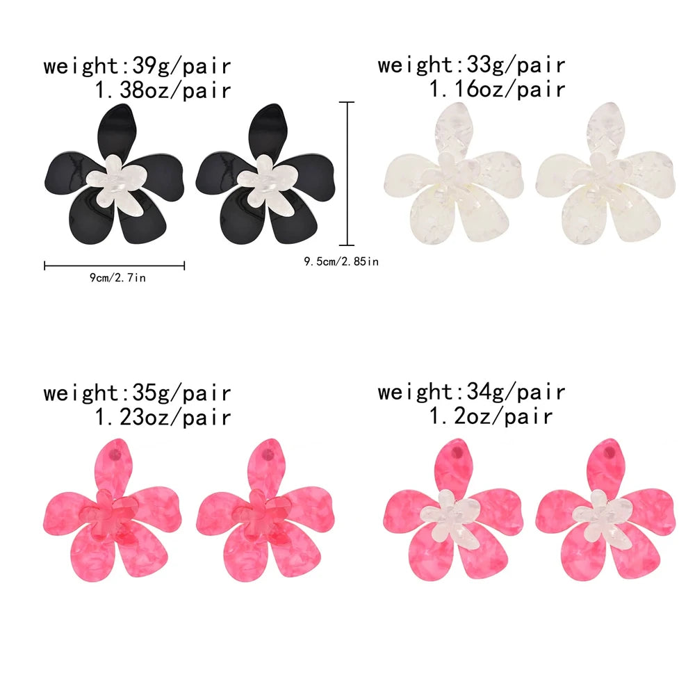 Acrylic Fashion Big Flower Pendant Earrings Double Layer Flowers Women's Earrings for Women 2023 New Party Jewelry Gifts