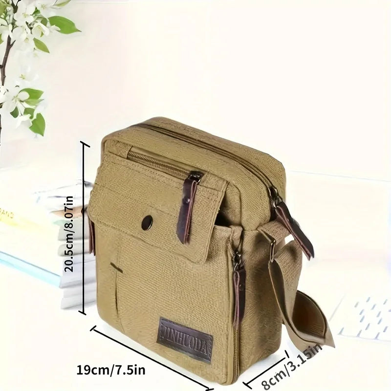 Unisex Canvas Crossbody Bag, Korean Style Outdoor Multi-Purpose Casual Shoulder Bag for Men, 1-Pack Viralgem Store