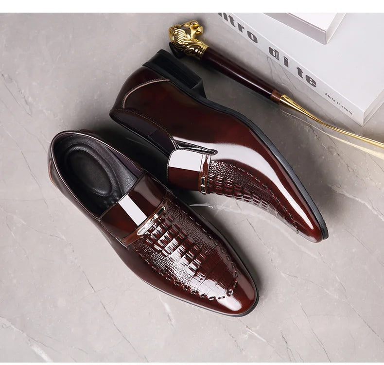38-50 Mens PU Leather Shoes Luxury Crocodile Pattern Men Business Dress  Casual Social Shoe Male Wedding Footwear Zapatos Hombre