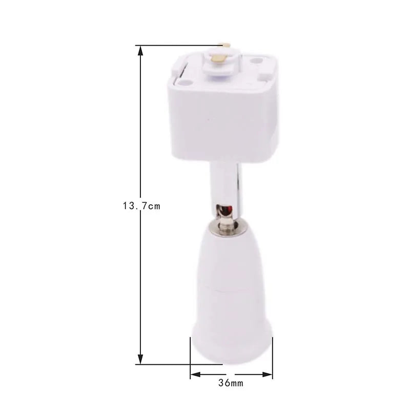 1pcs E27 Track Light Head 360 Rotation LED Light Spotlight Head Base 2 Wire Guide Rail to E27 Lmap Holder White Black Viralgem Store