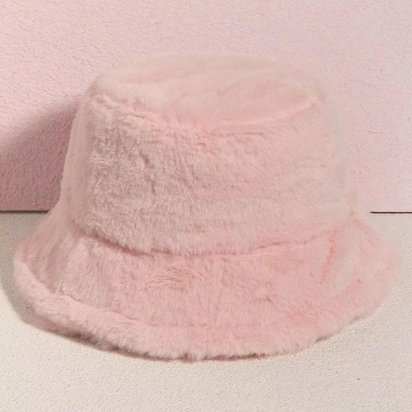 Thicken Autumn Winter Warm Plush Panama Casual Hats for Women Soft Faux Rabbit Fur Bucket Hat Solid Ladies Fisherman Caps Bonnet