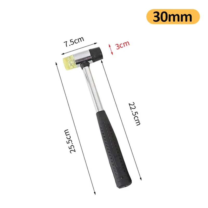 25/30/35/40/45mm Rubber Hammer Double Faced Work Glazing Window Nylon Hammer with Round Head and Non-slip Handle DIY Hand Tool