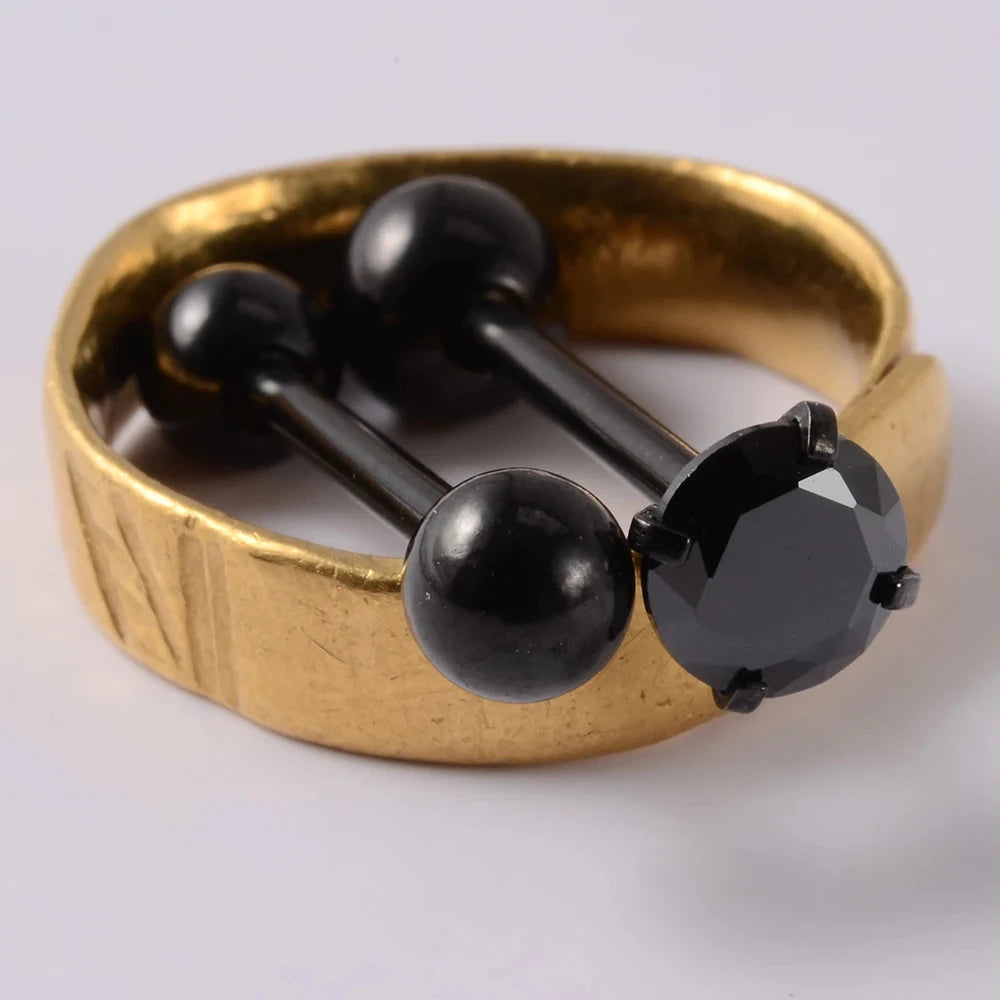 2PCS Anti-Allergy Surgical Steel  Prong Zircon Tongue Barbell Piercings Ball Tongue Barbell Rings Fashion Piercing Jewelry Viralgem Store