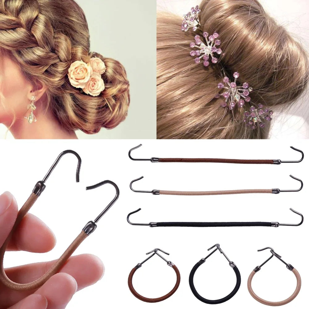 1/5/10pcs Casual Elastic Clips Bows Girls Women Bands Gum With Hooks Ponytail Holder Bungee Hair Thick Hair Accessories Headwear Viralgem Store