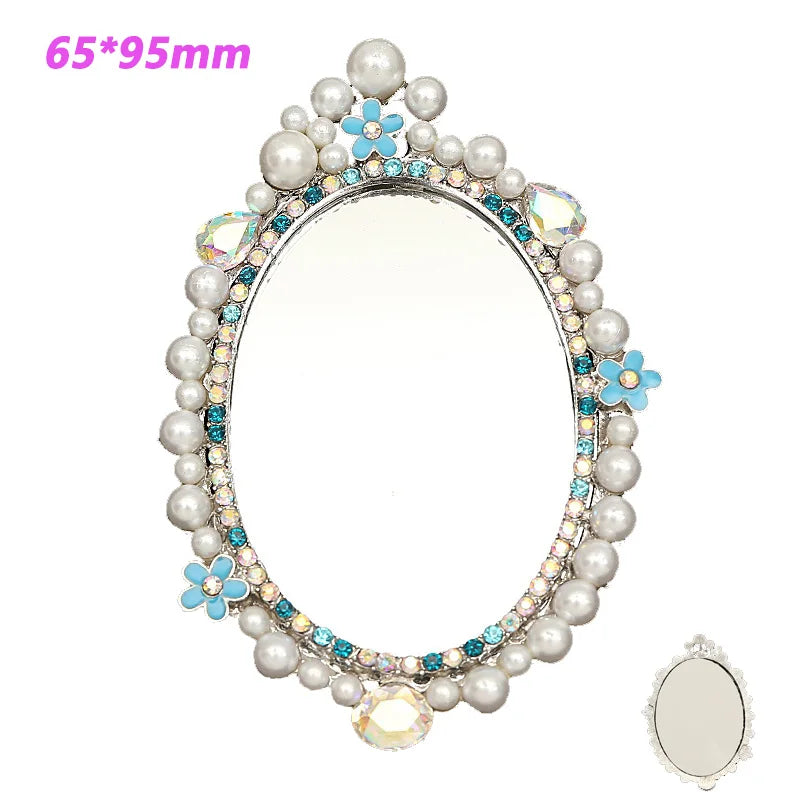 2pcs Round Mini Cute Love Heart Make Up Mirror For Mobile Phone Accessories Self-Adhesive Sticker DIY Phone Decoration Crafts Viralgem Store