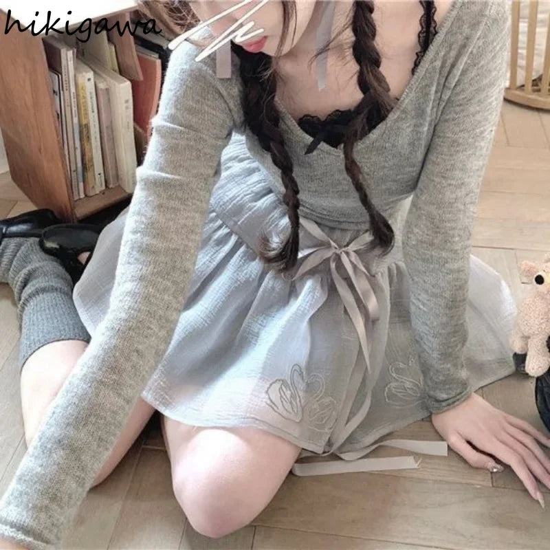 2023 Ropa Mujer Sweet Crop Tops Women's Clothing Bow Lace Sling Vest Tunic Fashion Korean Tanks Summer Sexy Cute Y2k Top 7j530