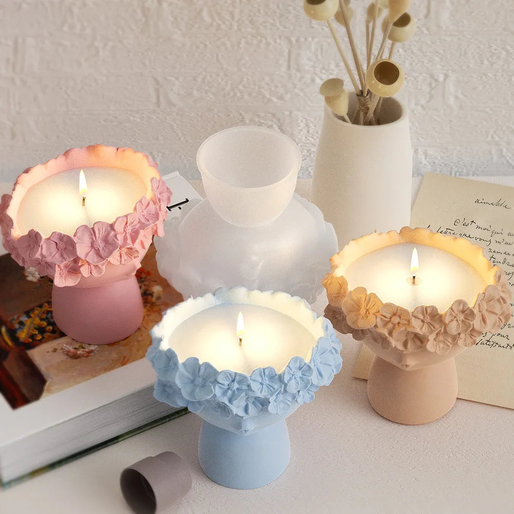 Wreath Girl Candle Cup Holder Silicone Mold Vase Garland Girl Flower Pot Gypsum Resin Epoxy Mould DIY Handmade Home Decor Gift