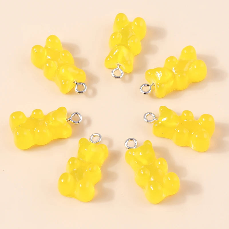 30colors 10pcs 22X11mm Candy Color Gummy Mini Bear Charms for Making Cute Earrings Pendant Necklace DIY Creative Jewelry Finding