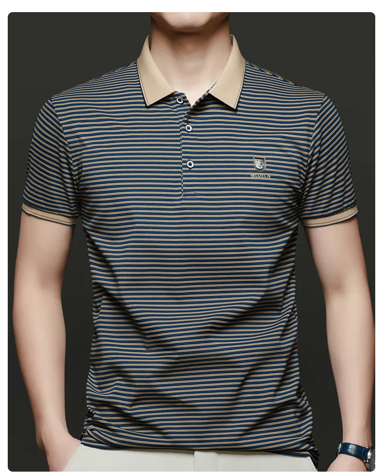 Top Grade 2025 Summer Brand Designer Polo Shirts For Men Summer Stripped Slim Fit Short Sleeve Casual Tops Fashions Men Clothes Viralgem Store