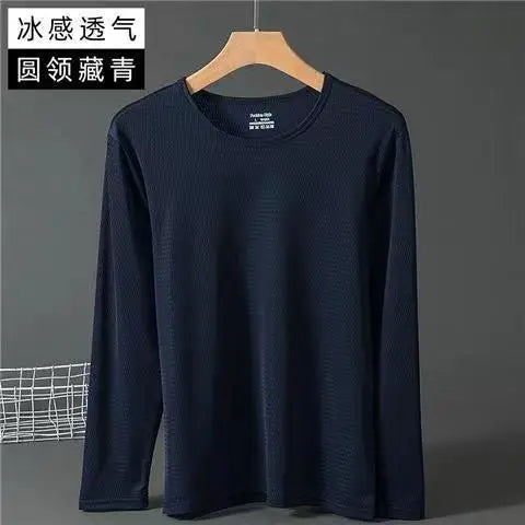 Summer Ice Silk T-shirt Men's Cold Short Sleeve O-neck Stretch Quick-drying Breathable Sports Shirt T Shirt Men Cool Down Tops