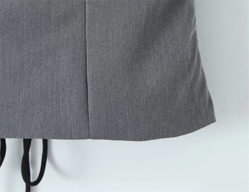 Women Square Neck Rowena Grey Lace Back Corset