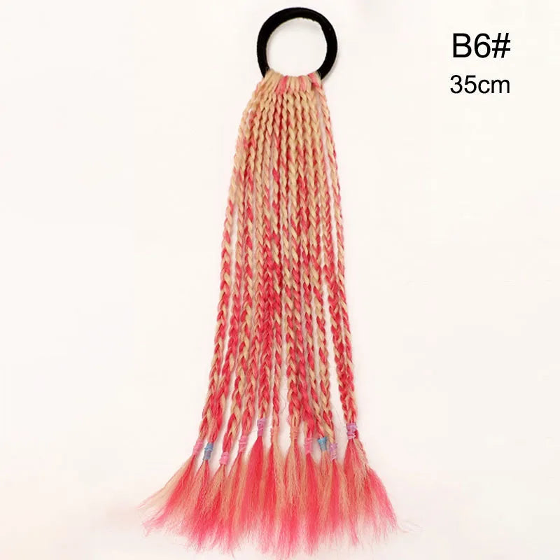 35cm Girl Thicker Wig Ponytail Hair Ropes Kids Twist Braid Rope Headdress Hair Braider Elastic Hair Band Rubber Hair Accessories Viralgem Store