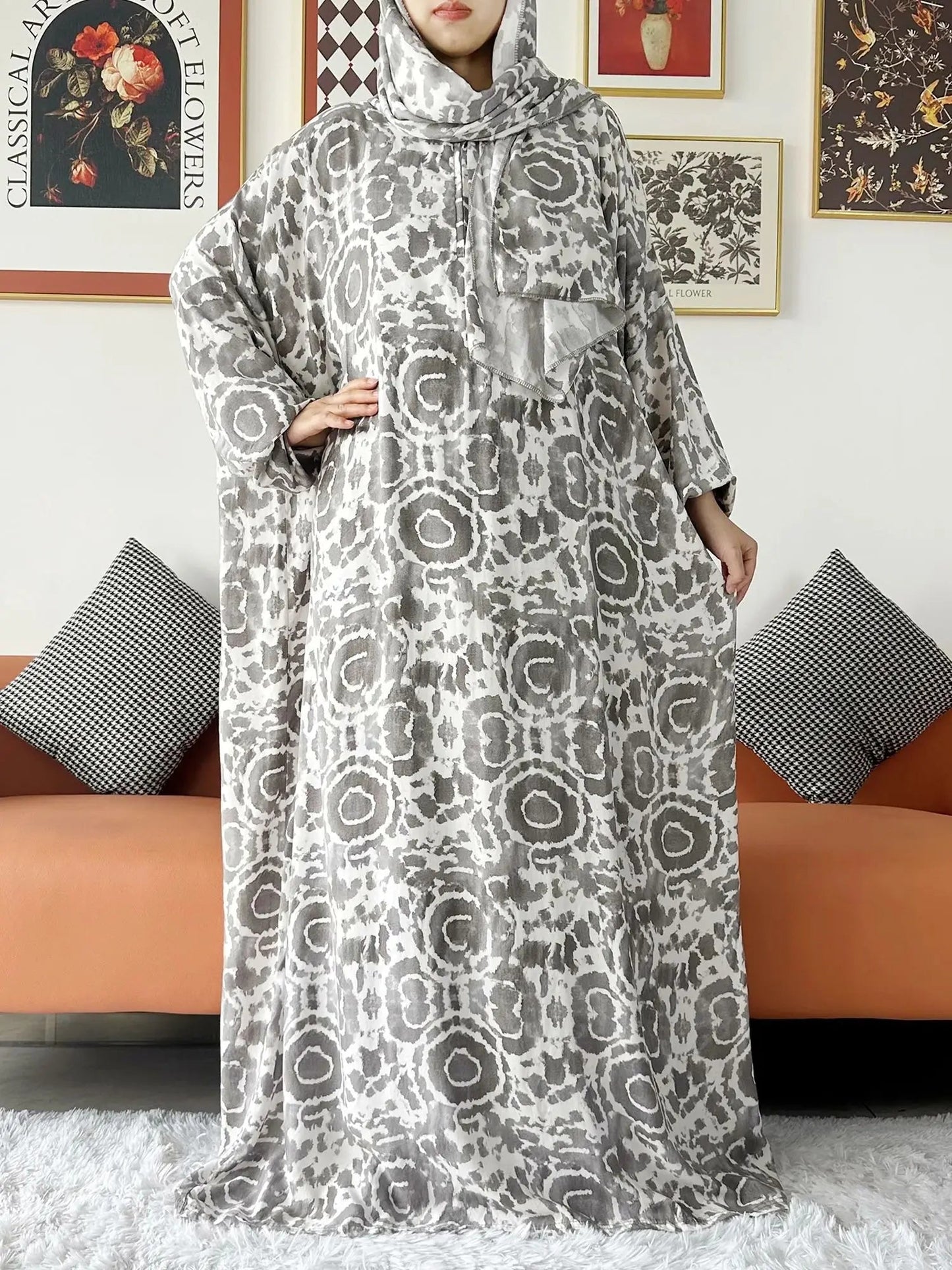 2024 Muslim Cotton Lady Abayas Ramadan Prayer Garment Dubai Turkey Middle East Femme Robe Loose African Dress Turban Joint Viralgem Store