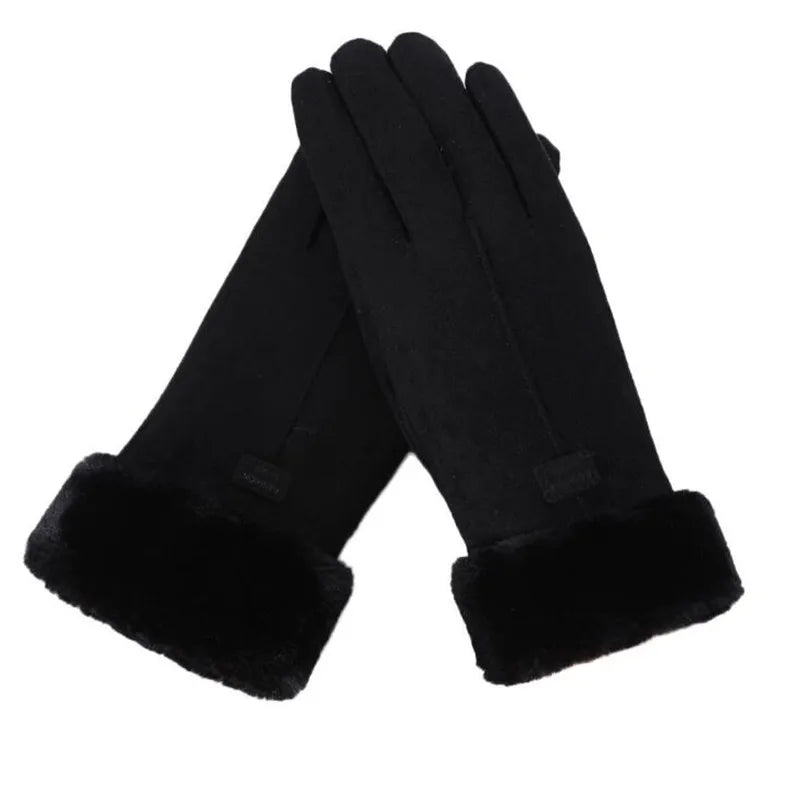 Women Gloves Autumn Winter Fashion Thickening Cold-Proof Warm Mitts Full Finger Mittens Outdoor Female Gloves Touchable Screen