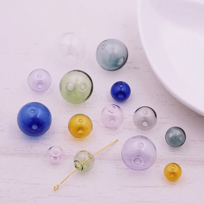 10pieces Double Hole 10-20mm Color Glass Ball Globe Beads Hollow Glass Bottle Vial Jewelry Making Accessories Findings Viralgem Store