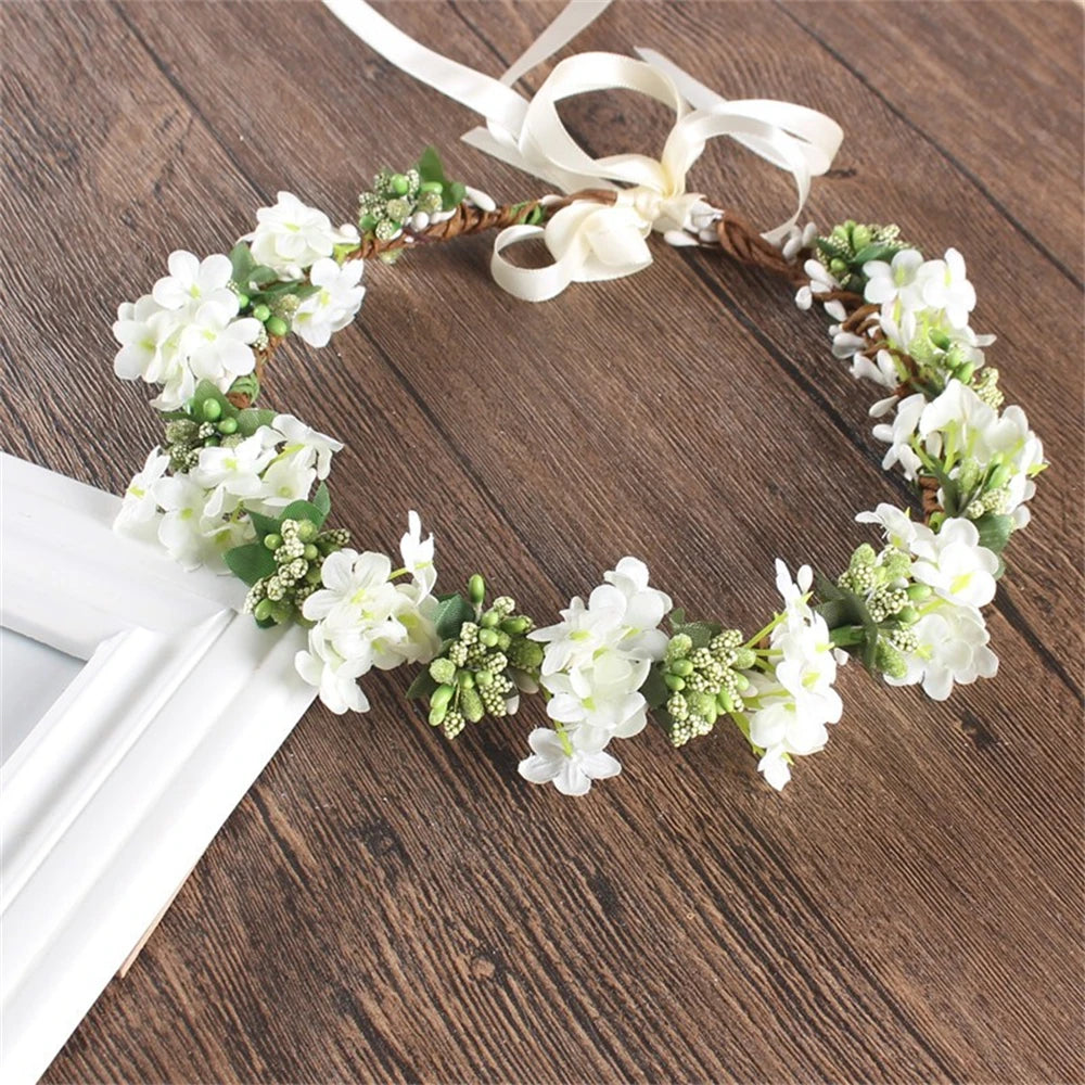 Spring Lady Girl Sweet Princess Headband Floral Crown Flower Headband Boho Wedding Party Hair Wreath Boho Bridal Headdress 2024 Viralgem Store