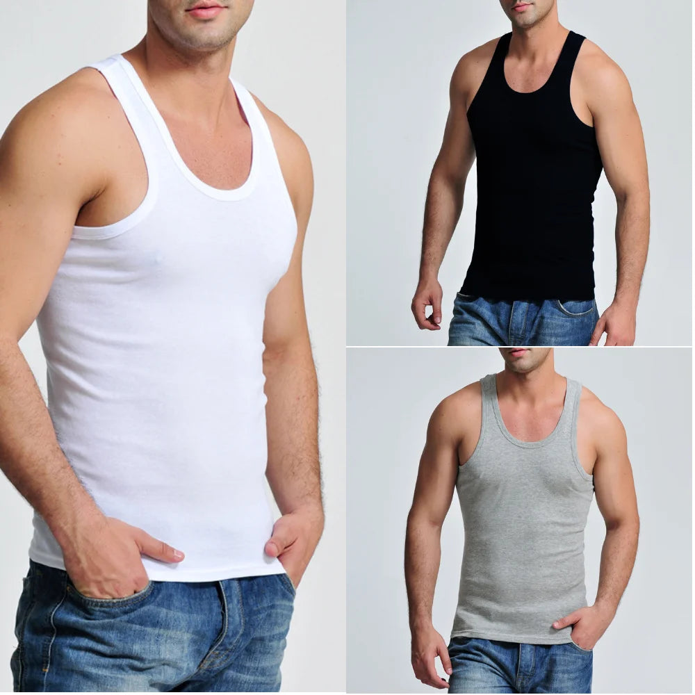 3Pcs Tank Top Casual Men Bodybuilding Clothing Fitness Mens Sleeveless Gyms Vests Cotton Singlets Muscle Tops Plus Size XXXL 4XL