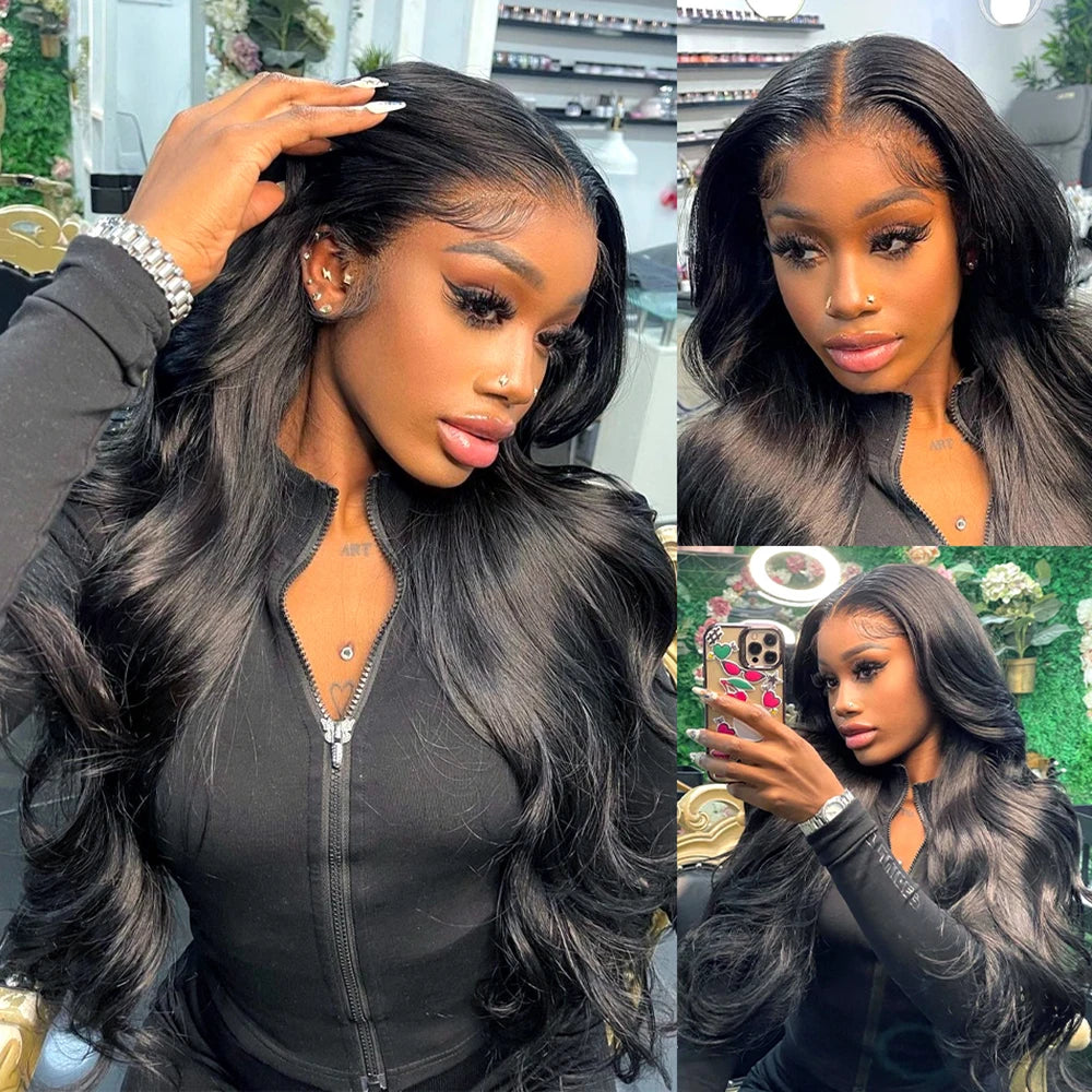 13x4 13X6 Body Wave Transparent Lace Front Wig Bling Hair HD Frontal Wig 180% Density Human Hair 4x4 Lace Closure Wigs For Women