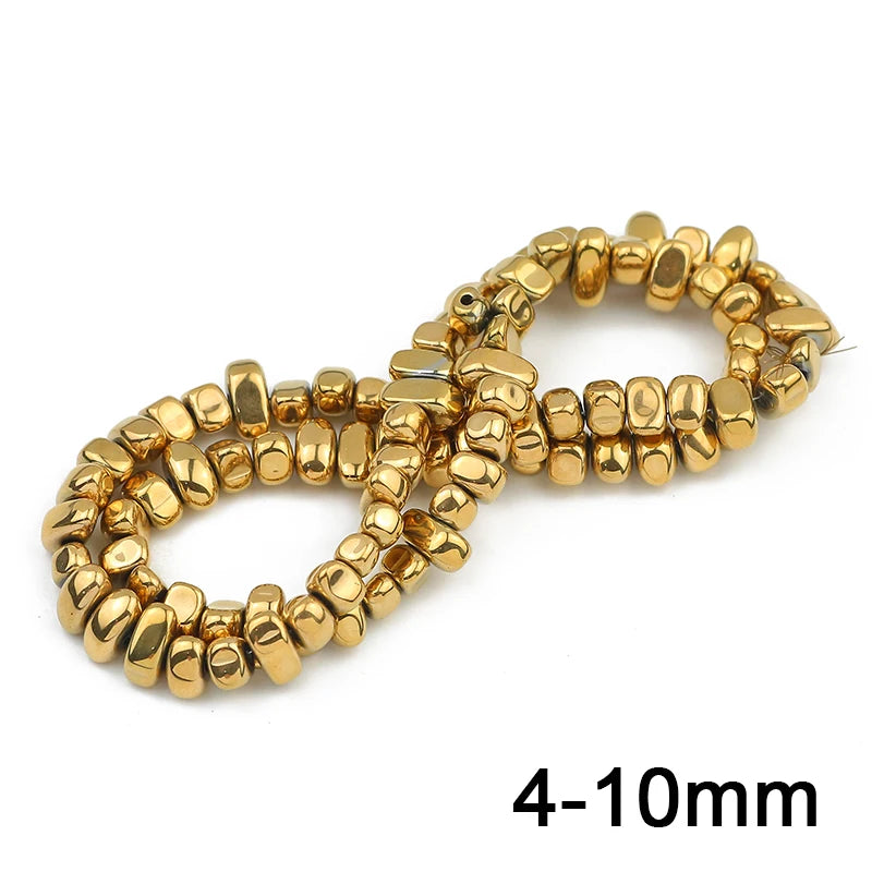 3A+ Retention Color Various Shapes Star Heart Hematite Natural Stone Plated Loose Gold Beads For Jewelry Making Diy Bracelets