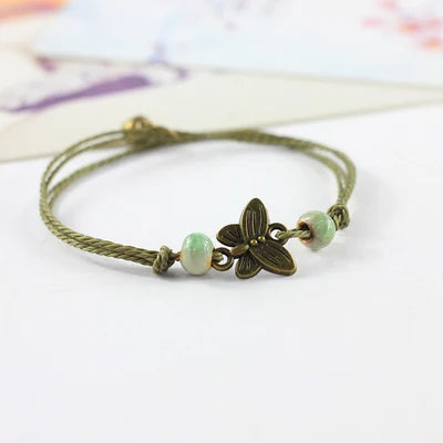 Traditional Boondoggle Hand Woven Colored Glaze Ceramic Bracelets Beads Folk Style Women's Fashion Jewelry Dropshipping #1506