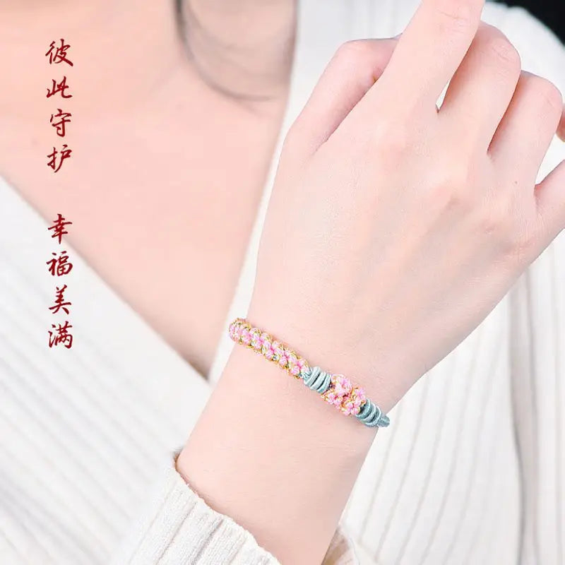 Suzuki Orchid Hand Rope Couple Bracelet Handmade Braided Small Peach Blossom Semi-finished Product String Beads for Girlfriend Viralgem Store