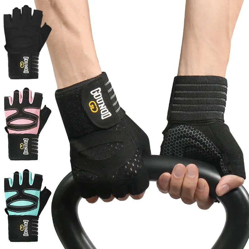 Women Men Extended Cycling Bicycle Gloves Half Finger Gym Gloves Mitten Breathable Anti-slip Glove Fitness Sport Training Gloves