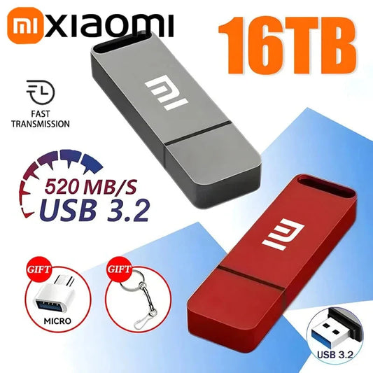 Xiaomi Original Pen Drive 16TB USB 3.2 Flash Drive High-Speed Pen Drive Type-C Metal USB Memory For Computer Storage Devices Viralgem Store
