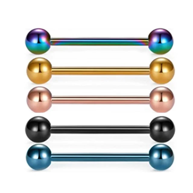 5PCS Acrylic Tongue Piercing Barbell Set Stainless Steel Glitter Tongue Rings Lot 14G Nipple Piercing Bar Bulk Piercing Langue