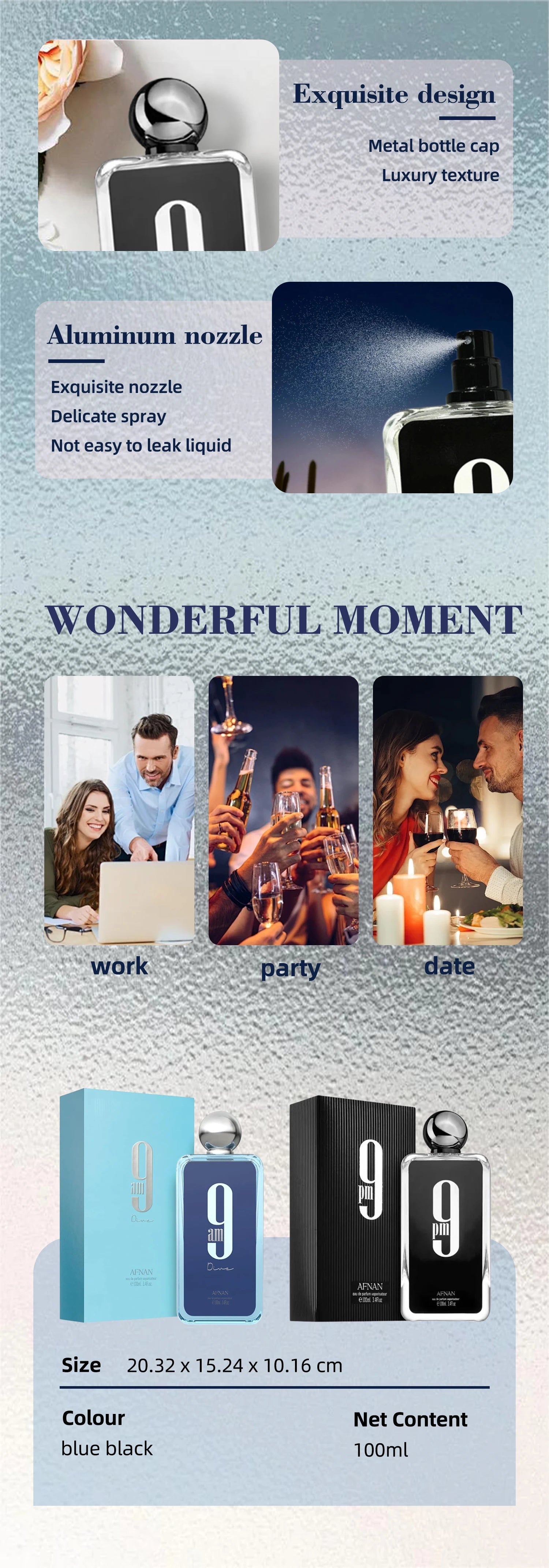 Afnan 9 PM 9 AM Dive Women's Men's Perfume Eau De Parfum Long-Lasting Pheromones Perfume Timeless Scent Couple Gift 100ml/ 3.4oz Viralgem Store