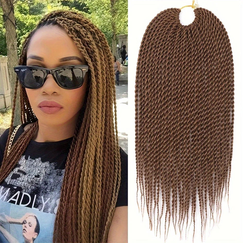 5Pcs Pre-Looped Synthetic Senegalese Twist Crochet Braids - 30 Roots/Pack, High-Temperature Fiber Hair Extensions for Women