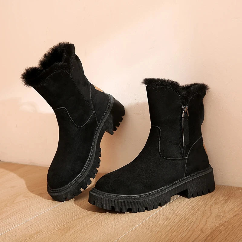 Winter Female Snow Boots Plus Velvet Shoes for Women Simple Ankle Boots Warm Womens Cotton Shoes New Large Size 43 Bottine Femme