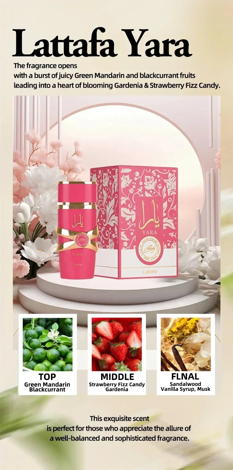 100ml Original Yara Lattafa Women Perfume Arabian Body Neutral Wood Luxury Men Perfumes Long-Lasting Pheromone Fresh Fragrance